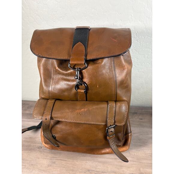 Coach Rucksack Bleecker Backpack Calf Leather Brown Bag - Picture 1 of 10